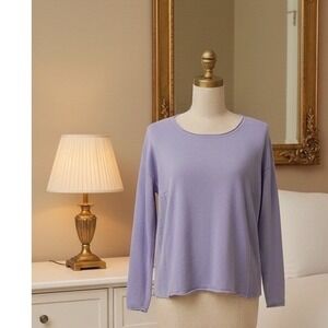 J Jill Knit Sweater Lightweight Purple Pullover Ribbed Detail Cotton Size XS
